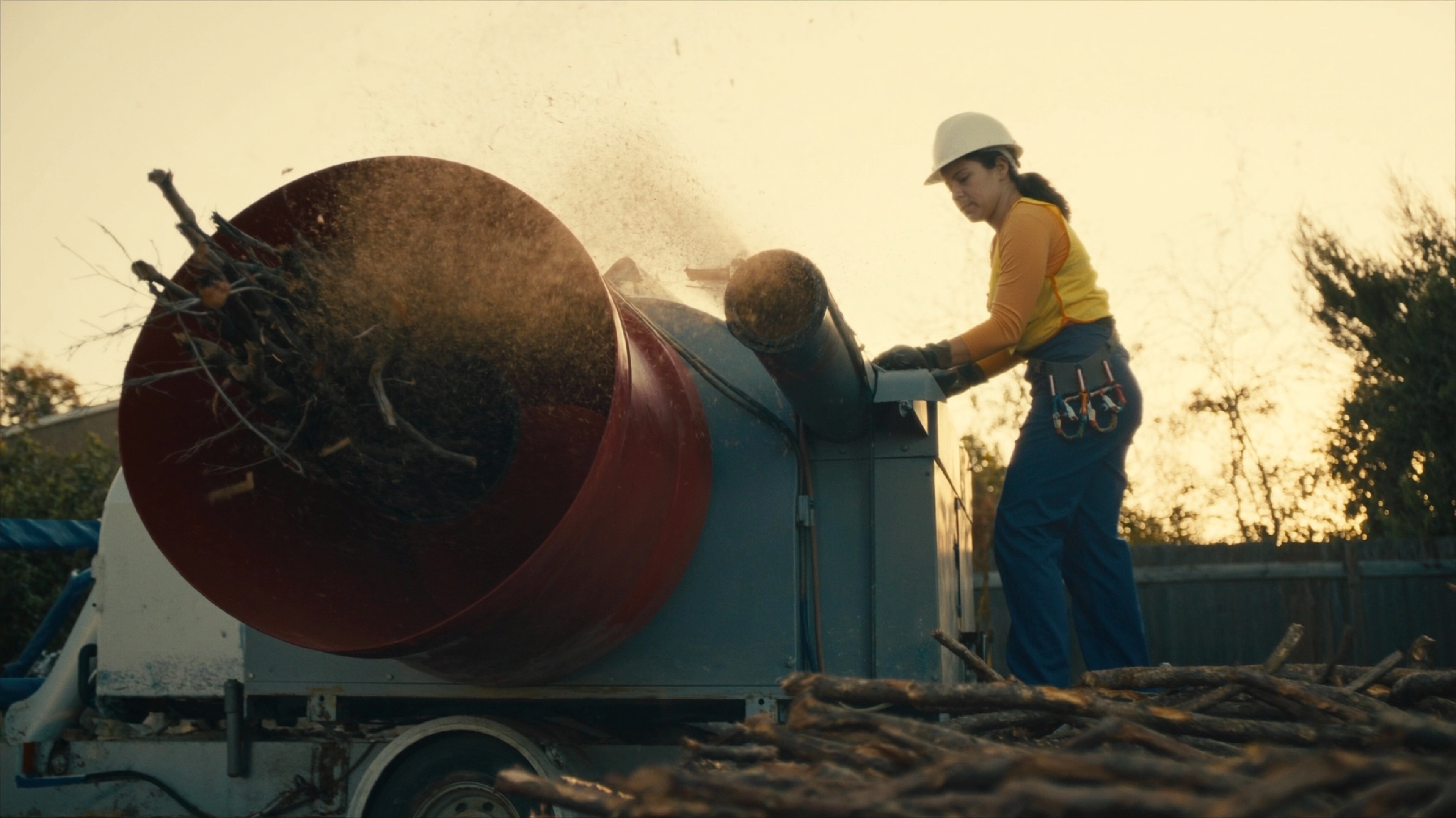 Feeding brush into the chipper